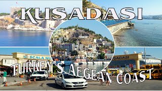 4K KUSADASI Cruise Port Ege Port Scala Nuova Village Pigeon Island Town Centre Walk TURKEY [upl. by Dragelin]