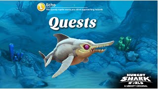 Hungry Shark World  Echo Shark Quest Eat 1 Elusive Kempy Foot [upl. by Susejedesoj330]