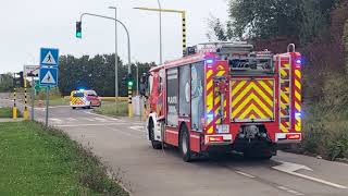 spoed autopomp trekt stroomkabel kapot samen met commando wagen redden van dieren Leuven [upl. by Ahsitaf]