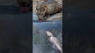 A Leopard And Crocodile Stalk Each Other 😱😱 crocodile leopard animals tiger lion [upl. by Nekial]