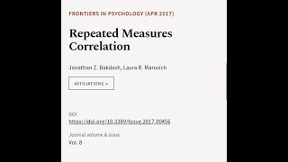 Repeated Measures Correlation  RTCLTV [upl. by Ecnav862]