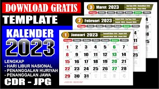 Kalender 2023 Lengkap dengan tanggal merah Masehi Hijriyah Jawa  Download format CDR  Template [upl. by Eckardt]