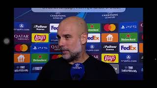 Pep Guardiolas interview at the end of the match against Sporting CF🇬🇬🇦🇫 [upl. by Eyr]