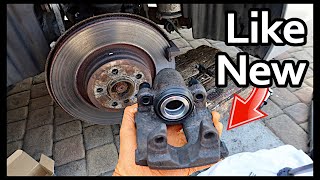 How To Rebuild A Brake Caliper New piston seals etc [upl. by Gabler353]