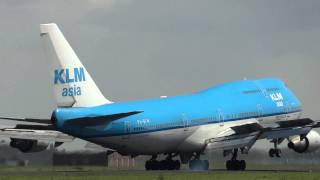 Touchdown HD Spectacular crosswind landings of KLM Asia passenger and KLM Cargo Boeing 747400 [upl. by Avir]