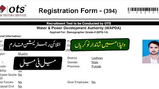 WAPDA Online Application Form 2023  ots org pk  Apply Online in ots jobs 2023 [upl. by Leonsis]