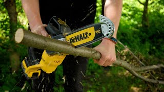 DeWALT DCMPS520  AKUMULATOROWA PILARKA ŁAŃCUCHOWA 20 CM [upl. by Anel]