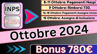 780€ INPS PAGA il 11 OTTOBRE Anticipazioni sui Pagamenti ed i Bonus [upl. by Meara]