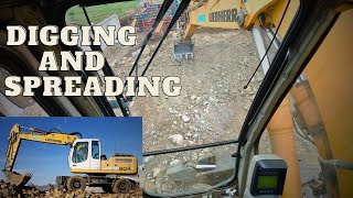 Excavator LIEBHERR 904 Working Construction  Operator Cab View [upl. by Shore]