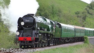 34028 quotEddystonequot  first loaded test runs on the Swanage Railway 18052021 [upl. by Drawde]