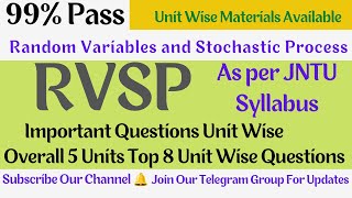 RVSP  Random Variables and Stochastic Process  Important Questions  99 Pass  RVSP ece jntu [upl. by Desdamonna836]