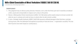 Case Law Tort Hill v Chief Constable of West Yorkshire 1988 2 All ER 238 HL [upl. by Higinbotham244]