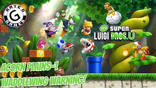 New Super Luigi U 🟩 Intro and Acorn Plains1 Waddlewing Warning ALL Star Coins [upl. by Ydnor388]