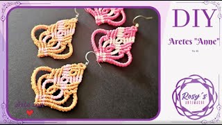 DIY aretes fáciles en macramé Paso a paso por Rosysartemacre [upl. by Alleusnoc]