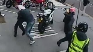 CCTV shows failed Ducati motorcycle robbery in Croydon [upl. by Imer]