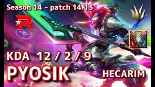 【KRサーバーGM】KT Pyosik へカリムHecarim VS ニダリーNidalee JG  Patch1413 KR Ranked【LoL】 [upl. by Holladay]