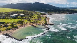 Lydgate Beach Park  Kauai Hawaii  4k  Drone View [upl. by Gwenore]