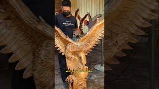 Carving out an Eagle from Wood  😳🙌🔥shorts ytshorts diy [upl. by Sokem]