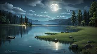 Simply Serene Moonlit Lake Sounds for Deep Restfulness Ambience [upl. by Ahsik]