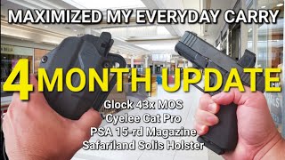 FOUR MONTHS with the Glock 43x MOS Cat Pro Micro Dagger Magazine Safariland Solis Holster G48 [upl. by Berthe579]