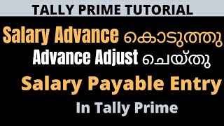 Salary Entry in Tally  Salary Advance Entry in Tally Prime  Salary Payable Entry  Malayalam [upl. by Hanleigh]