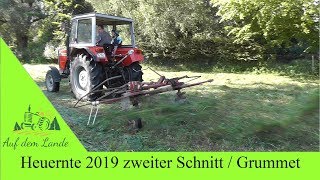 Heuen Grummet 2 Schnitt und Regen mit MF 254s und Bautz Heuwender  Wenden Teil 2 [upl. by Oiziruam]