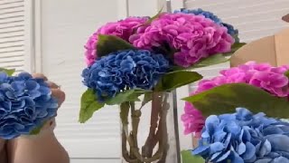 5pcs Artificial Hydrangea Flowers Real Touch 20 inch Lifelike Hydrangea Flower Review [upl. by Olivie]