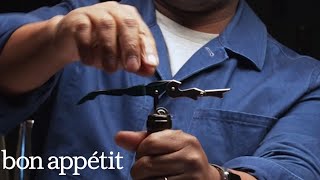 How To Open Wine Like A Pro Use A Wine Key  Bon Appétit [upl. by Nileuqaj]