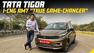 Tata Tigor CNG AMT Drive review Power performance all details  Times Drive [upl. by Akemehc86]