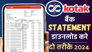 Kotak Bank Statement Kaise Nikale  Kotak Statement Download  2024 [upl. by Jilli]