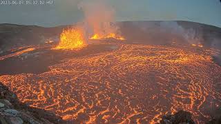 June 7 2023 — Video of eruption onset in Halemaʻumaʻu [upl. by Guinna]