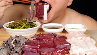 ASMR Cow innards Raw Liver Spine Beef Bone Marrow Omasum No Talking Mukbang 소간 천엽 등골 먹방 리얼 사운드 [upl. by Aipotu]