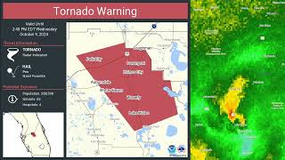 9th October 2024  Tornado Warning  Lake Wales Florida  NOAA Weather Radio [upl. by Suzanna]