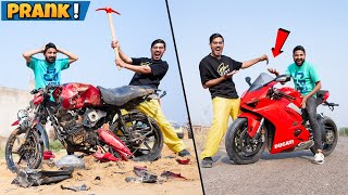 Breaking My Friends Bike amp Gifting Him a Superbike  आज तो सर फूट जाता🤣 [upl. by Noirrad]