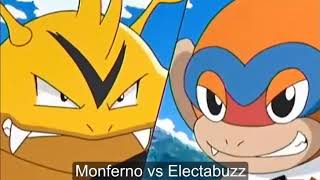 Pokemon Ash Pikachu and Monferno VS Ursaring and electabuzz [upl. by Haley]