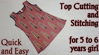 Top cutting and stitching for 5 to 6 years old girl  Simple quick and easy top stitching [upl. by Aterg251]