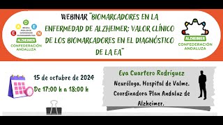 WEBINAR ConFEAFA Valor clínico de los biomarcadores en el diagnóstico de la enfermedad de Alzheimer [upl. by Arraek]