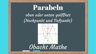 Oben oder unten geöffnete PARABEL Quadratische Funktionen  HochpunktTiefpunkt  einfach erklärt [upl. by Ernest]