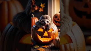 How many likes for this little sloth 🦥💖 sloth halloween pumpkin sloths cuteanimals [upl. by Palla]