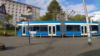 Straßenbahn Rostock Nebenherfahrt am Holbeinplatz [upl. by Eixirt74]