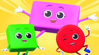 Five Little Shapes Jumping On The Bed Nursery Rhyme And Baby Song [upl. by Einhapets770]