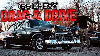 Papaw Goes for a Ride in Our New Drag and Drive ‘55 Chevy [upl. by Nilkcaj]