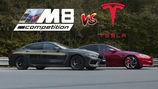 BMW M8 Competition VS Tesla Model S Plaid bmw tesla dragrace [upl. by Morgenthaler]