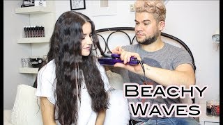 Beachy Waves Hair Tutorial w Ronan  Jess Lemos [upl. by Acimak]