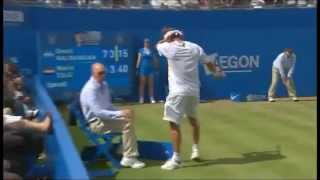 Queens Final  David Nalbandian disqualified at Queens for injuring a line judge Nalbandian Cilic [upl. by Aiouqes]