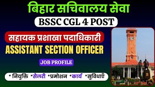 Assistant Section Officer Job Profile  BSSC CGL 4 Post  सहायक प्रशाखा पदाधिकारी बिहार सचिवालय [upl. by Leviralc]