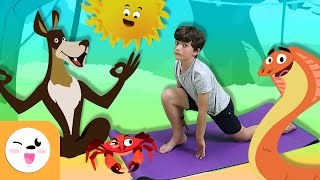 YOGA PARA NIÑOS  El saludo al sol y las posturas de los animales  Recopilación [upl. by Dyrrej]