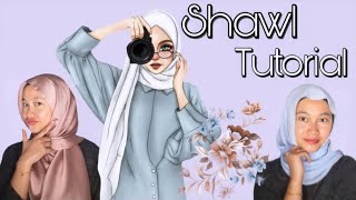 Shawl tutorial 4 Styles  Pinless  Jenis IKAT BELAKANG [upl. by Eirrok]