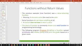 CPIT110 Chapter 6 76 64 Functions withwithout Return Values  Part 1 of 2 [upl. by Ardnekal]