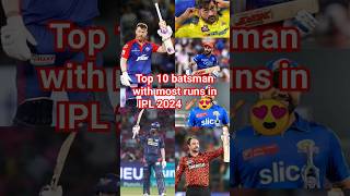 Top 10 Batsman with most runs in IPL 2024  shorts  viral ipl [upl. by Eilata]